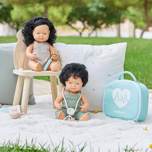 Caucasian Curly Black Hair Baby Boy Doll 38cm by Miniland (Colourful Edition)