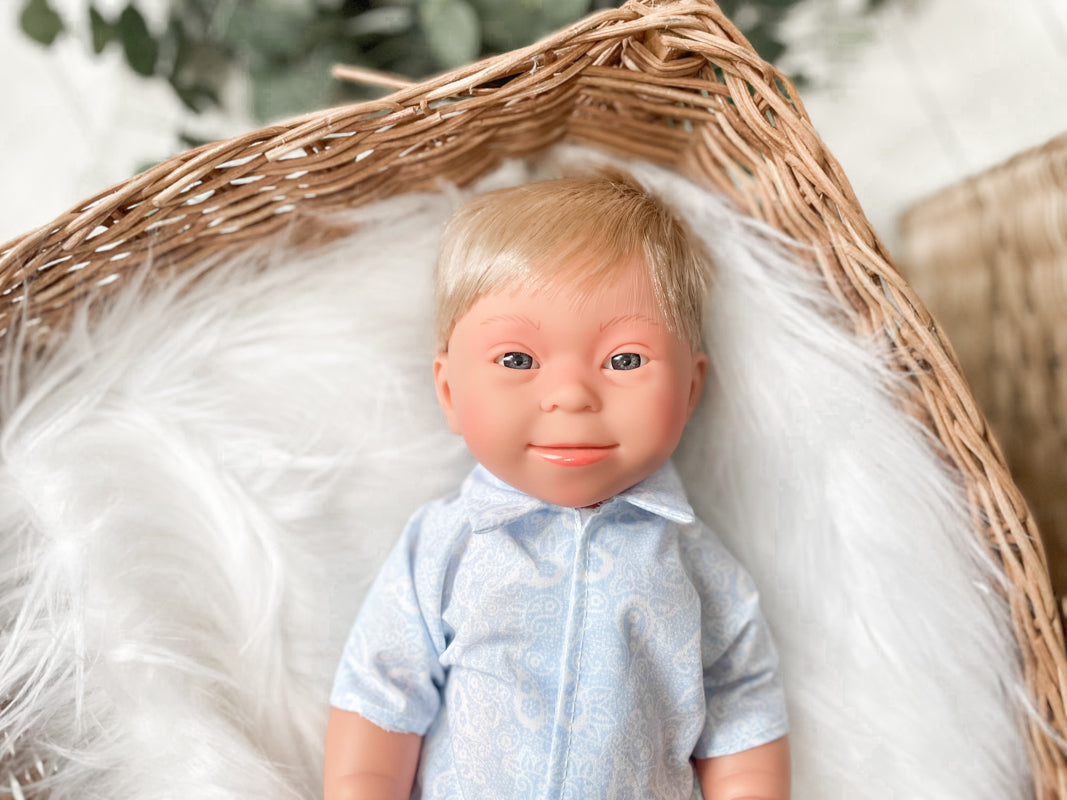 Blonde Hair Anatomically Correct Baby Doll Boy With Down Syndrome Features - Tyber