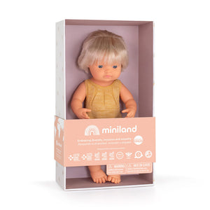 Caucasian Baby Girl with Cochlear Implants 38 cm by Miniland (Colourful Edition)