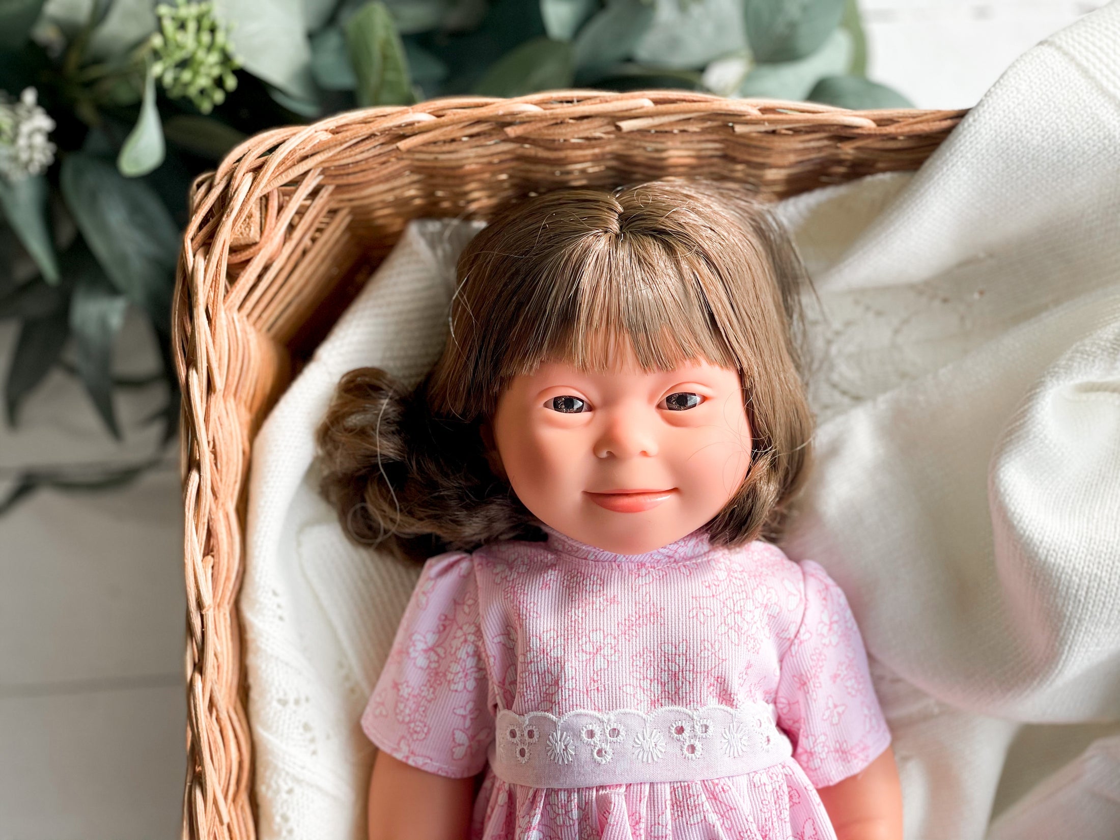 Brunette Anatomically Correct Baby Girl Doll with Down Syndrome Features - Tyber