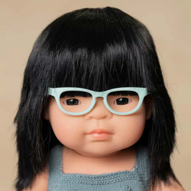 Asian Girl with Glasses 38 cm by Miniland (Colourful Edition)