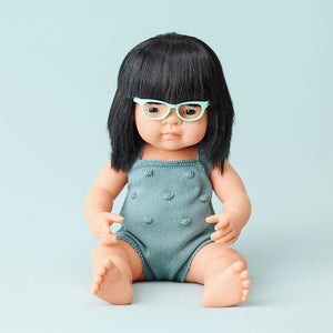 Asian Girl with Glasses 38 cm by Miniland (Colourful Edition)