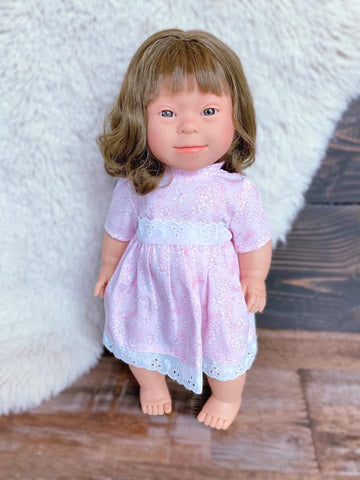 Brunette Anatomically Correct Baby Girl Doll with Down Syndrome Features - Tyber