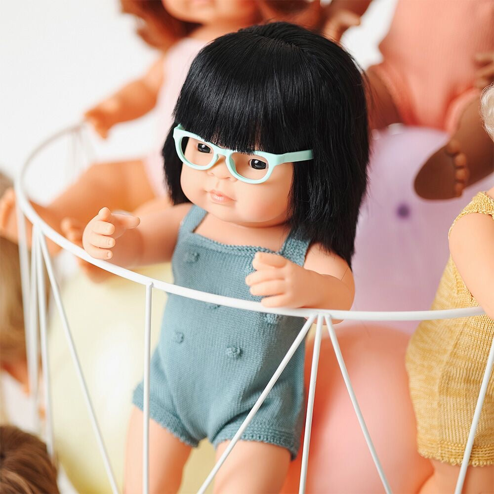 Asian Girl Anatomically Correct Baby Doll with Glasses