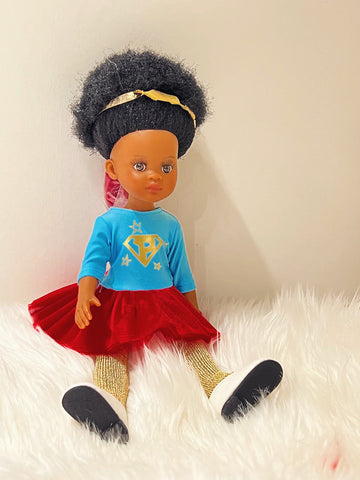 Bontle African Doll by Sibahle – Brown Skin Doll with Afro-Textured Hair in Supergirl Outfit 🦸🏾‍♀️