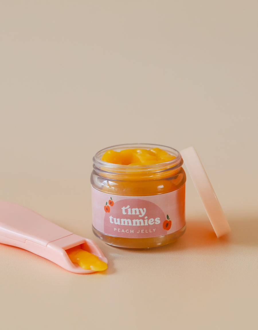 Tiny Tummies Peach Jelly 🍑 Food Jar And Spoon Set - Tiny Harlow