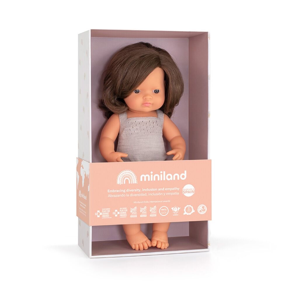 Brunette Baby Girl 38 cm by Miniland (Colourful Edition)