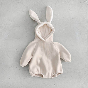 Cute Pure White Rabbit Fur Ball Triangle Crawlsuit