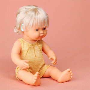 Caucasian Baby Girl with Cochlear Implants 38 cm by Miniland (Colourful Edition)