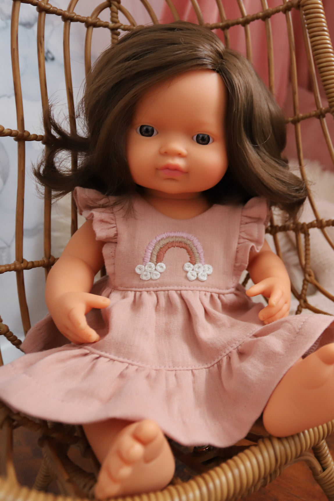 Brunette Baby Girl 38 cm by Miniland (Colourful Edition)