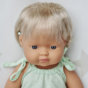 Caucasian Baby Girl with Cochlear Implants 38 cm by Miniland (Colourful Edition)