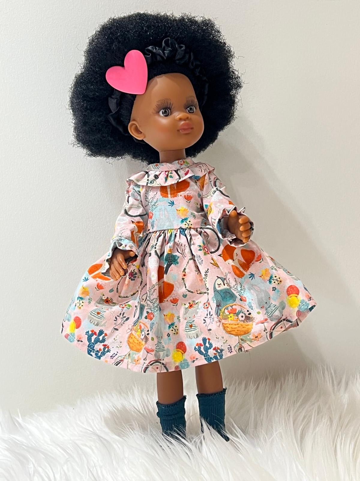 Bontle African Doll by Sibahle – Brown Skin Doll with Afro-Textured Hair in a Walk In The Forest Dress