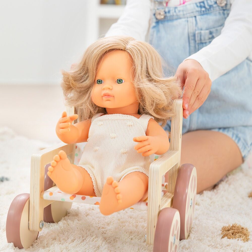 Caucasian Anatomically Correct Dark Blonde Baby Girl 38 cm by Miniland (Colourful Edition)