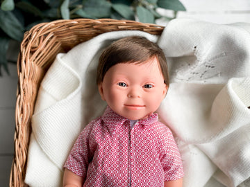 Brunette Anatomically Correct Baby Boy Doll with Down Syndrome Features - Tyber