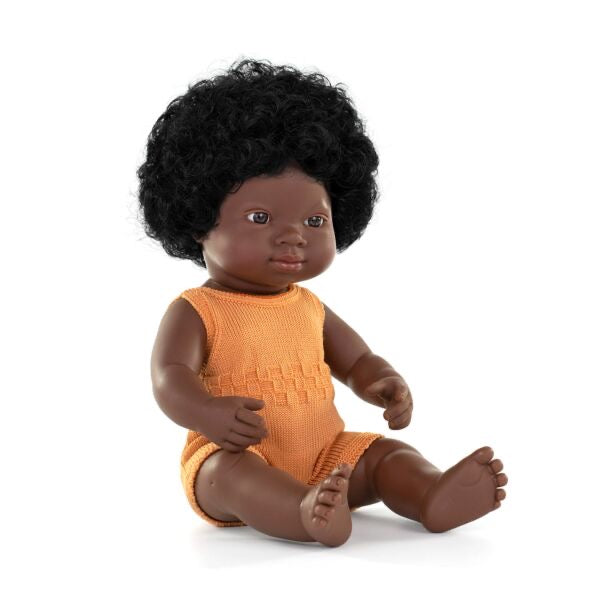 African Anatomically Correct Baby Girl Doll Colorful Collection - Miniland