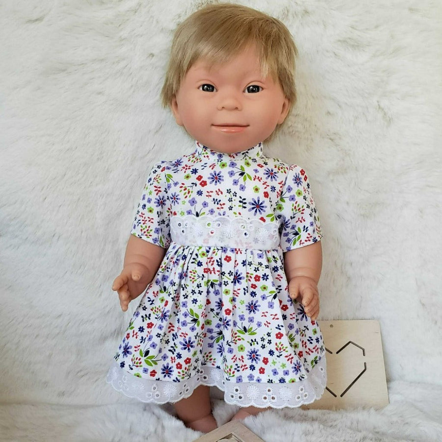 Short Blonde Hair Anatomically Correct Baby Doll Girl With Down Syndrome Features - Tyber