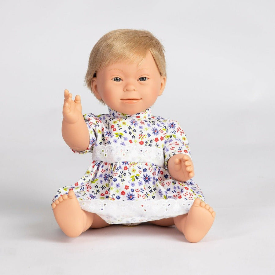 Short Blonde Hair Anatomically Correct Baby Doll Girl With Down Syndrome Features - Tyber