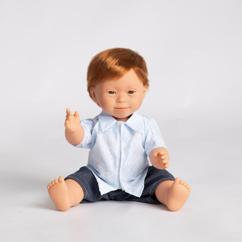Red-Haired Anatomically Correct Baby Boy Doll with Down Syndrome Features - Tyber