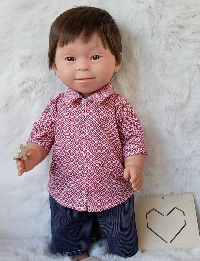 Brunette Anatomically Correct Baby Boy Doll with Down Syndrome Features - Tyber