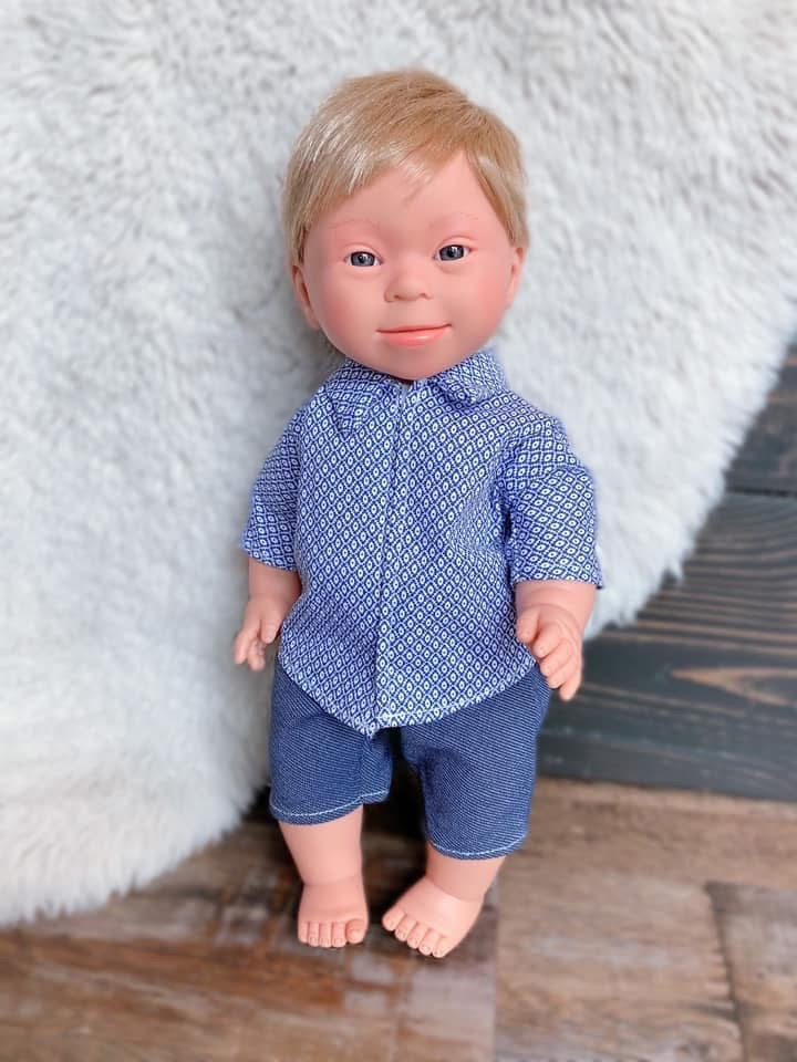 Blonde Hair Anatomically Correct Baby Doll Boy With Down Syndrome Features - Tyber