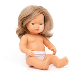 Baby Doll Caucasian Blonde Girl Vitiligo 15'' inch (Polybag)