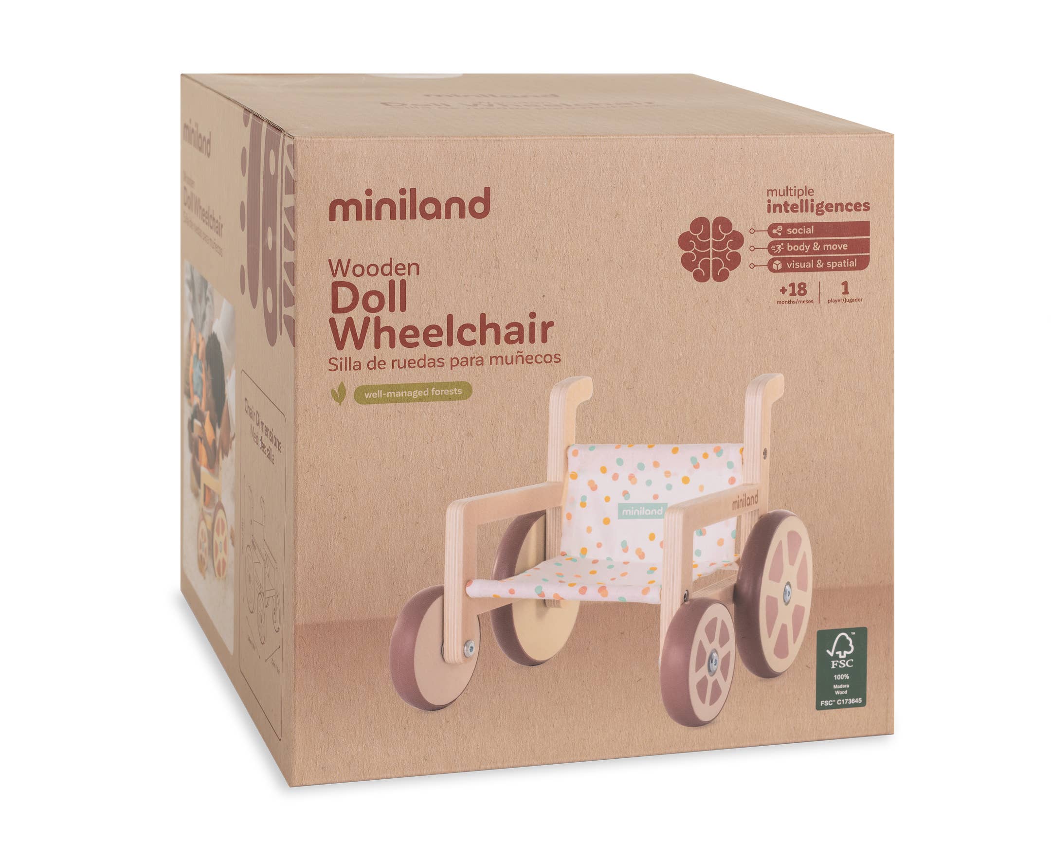 Miniland Doll Wooden Wheelchair