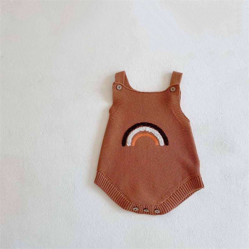 Rainbow Suspender Knitted Romper