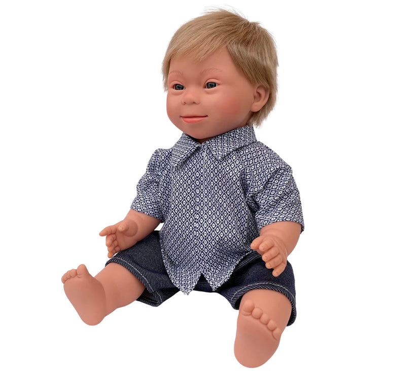 Blonde Hair Anatomically Correct Baby Doll Boy With Down Syndrome Features - Tyber