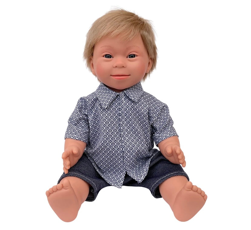Blonde Hair Anatomically Correct Baby Doll Boy With Down Syndrome Features - Tyber