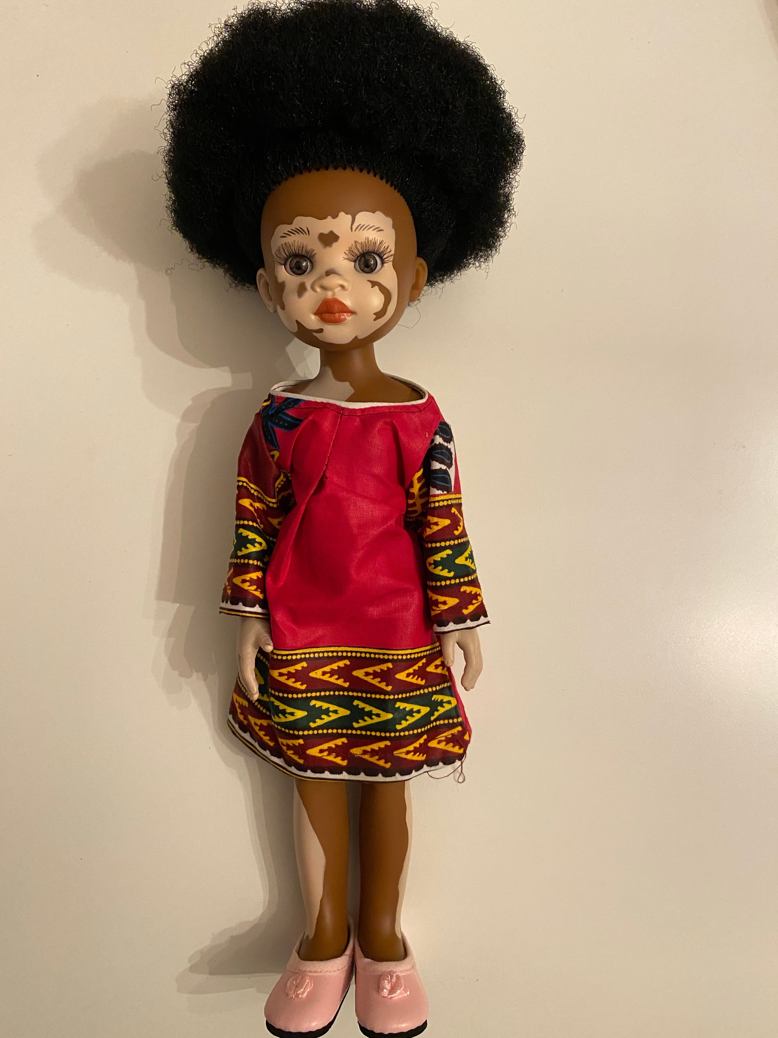 Ndakanaka Vanilla Scented Afro Hair Vitiligo Doll - Orange