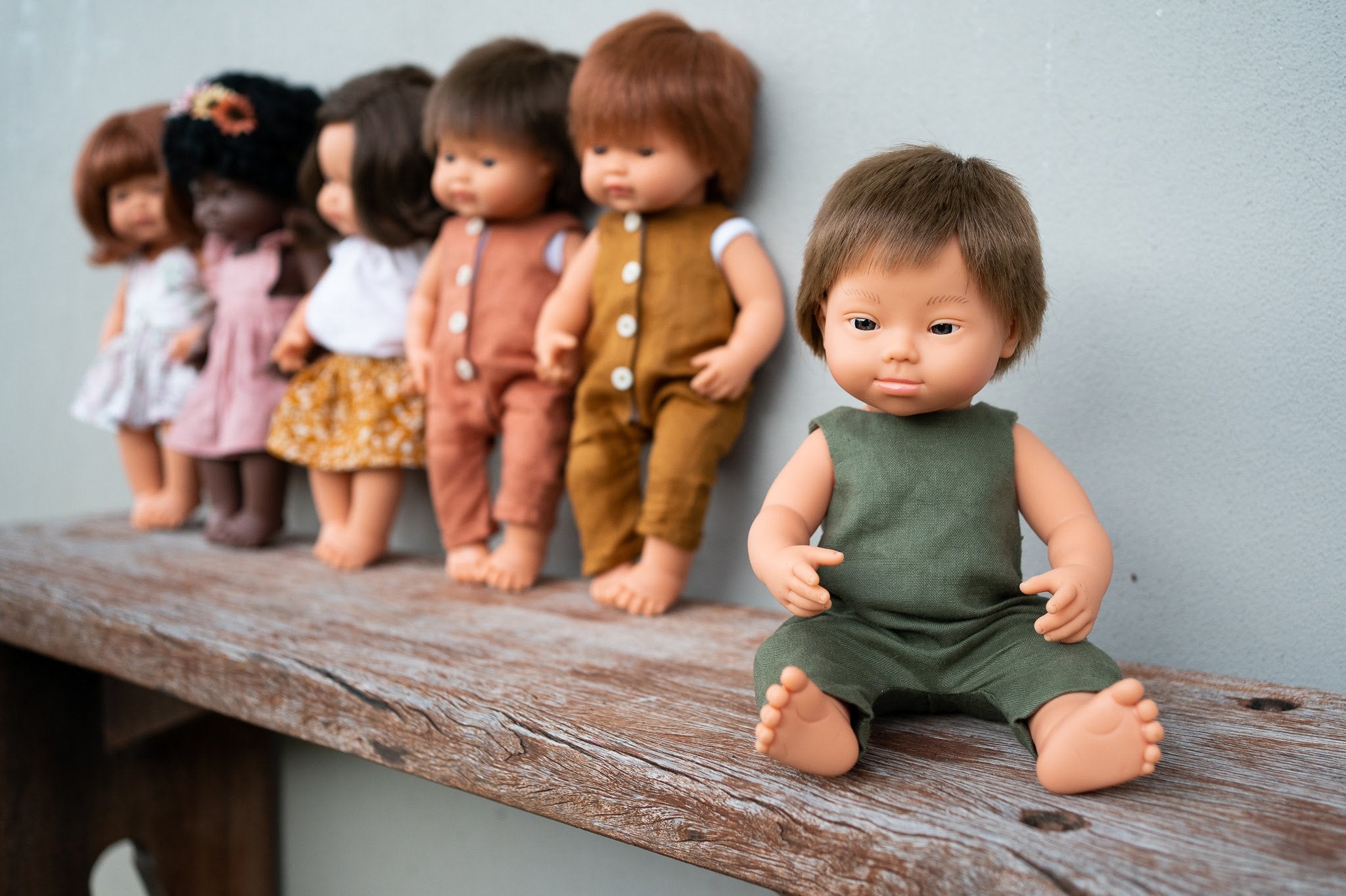 Miniland Caucasian Baby Doll Boy with Down Syndrome