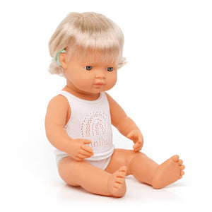 Baby Doll Caucasian Girl with Hearing Aid 15''